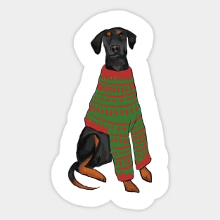 Doberman in a Christmas jumper Sticker